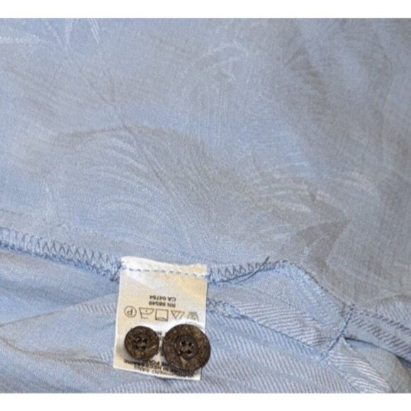 Tommy Bahama 3XB Mens Relaxed Fit Silk Shirt Blue Leaf Print Short Sleeve Button - Picture 6 of 6
